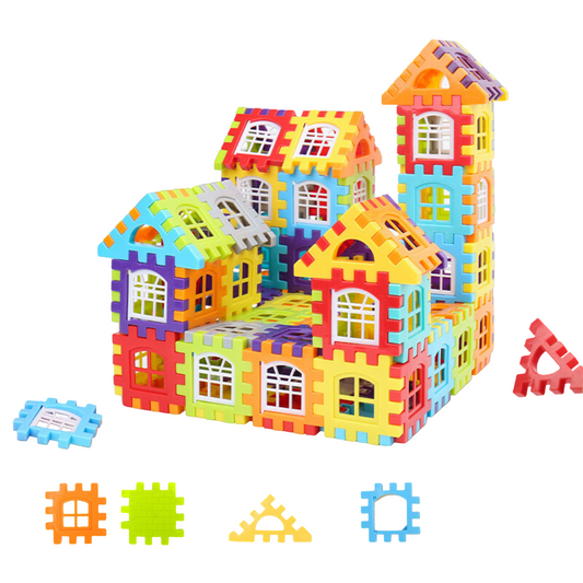 Montessori HuisBouwSet - Creatief kleurrijk bouwen